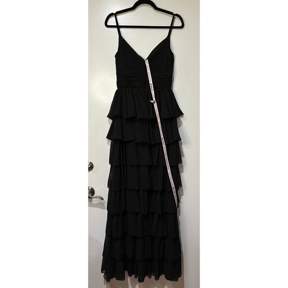 Ieena For Mac Duggal Sleeveless Tiered Ruffle Gown Black Size 6 NWT #55416 - Picture 9 of 13
